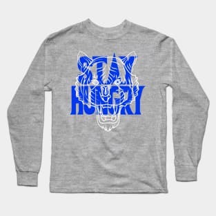 Stay Hungry Racer Blue and White Long Sleeve T-Shirt